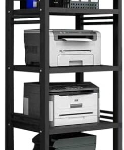Générique Support multimédia AV Ouvert, Support d'imprimante 4 Couches, Tour Audio avec Roues 360°, pour Salle d'enregistrement de Jeux, Charge monocouche 88 LB (Couleur 2)