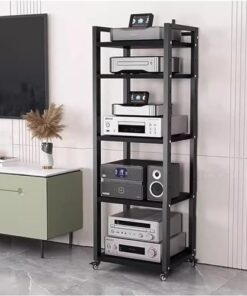 Supports et étagères stéréo mobiles extra hauts avec roulettes, chariot pour composants audio/vidéo à 5, 6, 7, 8 niveaux pour la maison/le bureau/le salon, support multimédia AV autonome (no