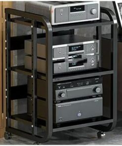 Armoire de rangement mobile pour disques/CD, stable et porteuse, étagère multifonctionnelle pour composants audio et vidéo à hauteur réglable, support d'amplificateur de haut-parleur pour le