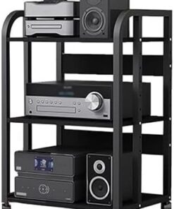 Étagère d'imprimante, support TV, table d'imprimante à 3/4/5 niveaux avec roulettes, meuble phono, système de rack stéréo domestique, meuble audio HiFi, étagère sur pied, étagère de rangemen