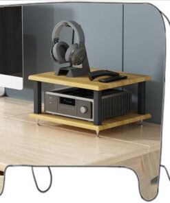 Meuble de Rangement AV 2, 3 ou 4 Niveaux, Support HiFi Mobile, Support pour Lecteur CD, Tour Audio, étagères en Bois, Centre multimédia d'angle pour la Maison (Noyer Clair, 2 niveaux/40 x 35