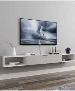 Générique Meuble TV Flottant Meuble TV Flottant, étagère TV Murale Mate, étagère de Rangement multimédia pour Meuble TV pour Salon, Salle de Divertissement, Bureau