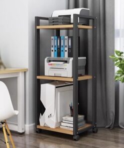 Support de lecteur CD mobile, audio-vidéo réglable de grande capacité avec roulettes, armoire stéréo de rangement facile à assembler, haut-parleurs, grandes étagères pour consoles de jeux (A