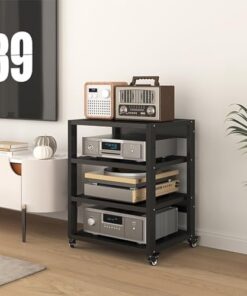 Générique Meuble multimédia Mobile Multifonction, Support Audio vidéo à 3 Niveaux pour Salon, Configuration de Jeu et Studio d'enregistrement - Solution de Rangement élégante