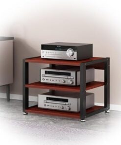 Générique Meuble de Composants stéréo AV Moderne 3/4/5 Niveaux Petit Support Audio Support TV de Jeu Ouvert Tour Audio pour la Maison/Bureau/Audio vidéo/théâtre (Teck, 4 niveaux-50X40X69,5CM)