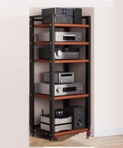 Étagère pour lecteur CD à 5/6/7 niveaux, armoire de rangement ouverte réglable et mobile robuste avec support AV au sol pour salon, chambre à coucher, cuisine, support multimédia audio-vidéo
