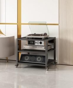 Meuble de Rangement multimédia, Meuble de cinéma Maison Moderne, Meuble de Composants AV, étagère d'angle pour téléviseur, Support stéréo, Tour Audio avec étagères en Bois réglables en Haute