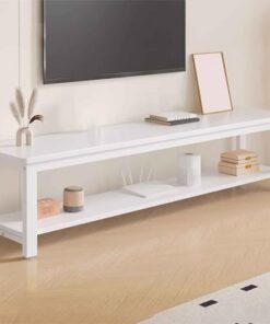 Générique Meuble TV à 2 Niveaux, Meuble TV, Console TV avec Rangement, pour Salon, Balcon, Petit Appartement, Facile à Monter, Gain de Place (Naturel, 120 x 35 cm)