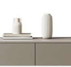 Étagère TV Murale Meuble Console TV Flottant Moderne avec Support Mural de Rangement, Dalle en Bois et Roche
