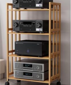 Support pour Lecteur DVD, Meuble TV en Bois - Support de Platine Vinyle Mobile pour Salon et Bureau.
