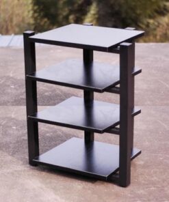 Étagère de Jeu, Meuble Audio sur Pied, Meuble stéréo, Support vidéo, Support Audio, présentoir pour Haut-parleurs, Tour Audio d'angle pour Jeux, réunion, Salon, Salle d'enregistrement (Noir,