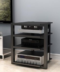 Support multimédia sur Pied, Support Audio Mobile, Support de Jeu, Support HiFi, Meuble pour Composants Audio, Facile à Assembler, pour Salon, Salle de Jeux, Salle d'enregistrement, réunion