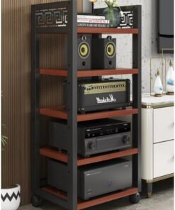 Meuble stéréo, Support multimédia pour Composants AV, Support Audio à Plusieurs Niveaux, Tour Audio roulante, Meuble Audio sur Pied, Support pour Lecteur CD, étagère d'angle réglable, suppor