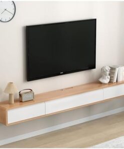 Générique Meuble TV Flottant à Fixation Murale, Meuble TV Suspendu, Console de Rangement pour Centre multimédia de Divertissement avec Porte et Rangement (B, 120 x 24 x 20 cm)