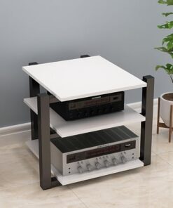 Support multimédia sur Pied, Support Audio Mobile, Support de Jeu, Support HiFi, Meuble pour Composants Audio, Facile à Assembler, pour Salon, Salle de Jeux, Salle d'enregistrement, réunion