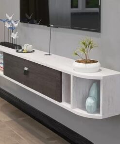 Meuble TV suspendu, meuble TV flottant, support TV, centre de divertissement, console TV murale, table TV, console multimédia, supports TV pour salon (couleur : Bianco, taille : 120 cm/47 po