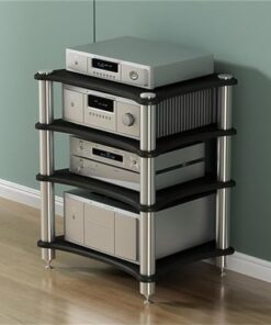 Support multimédia Audio-vidéo Moderne, Support Audio, Support stéréo Robuste, Armoire stéréo avec Pieds, Support multimédia AV, Armoire à Composants, étagère Audio-vidéo pour cinéma à domic