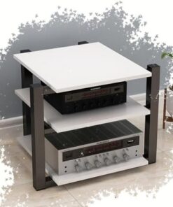 Meuble multimédia AV 2/3/4 Niveaux, étagère Audio-vidéo, Meuble de Rangement multimédia, Support stéréo Moderne, Tour Audio pour équipement Audio HiFi (Blanc, 3 Niveaux)