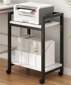 Supports et Supports stéréo Support de Stockage multimédia avec roulettes - Armoire de Composants vidéo Mobile à 2 Niveaux, Support multimédia AV Blanc pour système de Divertissement à domic