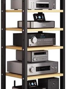 Support multimédia AV à 5/6/7 niveaux, étagère pour lecteur DVD/console de jeu/boîtier TV, assemblage facile, support de composants stéréo d'amplificateur pour la maison, le salon, la cuisin