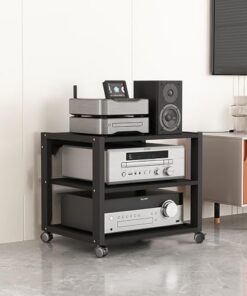 Générique Meuble de Rangement multimédia, Support pour Haut-parleurs, étagères à 5 Niveaux, Support pour Tourne-Disque Audio/vidéo, Design d'armoire, Support multimédia AV, Support pour Tourne-Disque