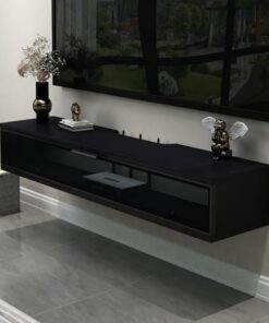 Générique Meuble TV Flottant avec tiroirs à Couvercle Rabattable, Console multimédia Murale, Console TV Flottante Murale, Meuble TV Mural Moderne pour Salon, Chambre à Coucher (marbre Blanc, 100 x 23