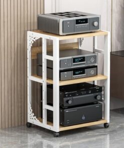 Support audio mobile à 3/4/5 niveaux avec roulettes, support de lecteur multimédia, support de rangement ouvert réglable, armoire multifonction au sol, pour la maison/le bureau/l'audio vidéo