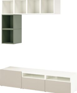 ProTuning EKET/BESTÅ Combinaison d'armoire pour TV, blanc/gris-vert, 180 x 42 x 170 cm