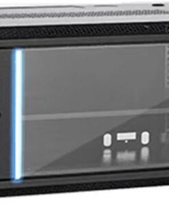 Meuble Stéréo en Acier Laminé À Froid, Rack Audio avec Porte en Verre Trempé, Meuble Rack Audio, Meuble Hi FI avec Étagères Réglables, Montage Mural/sur Pied, Noir(H20cm/7.8in)