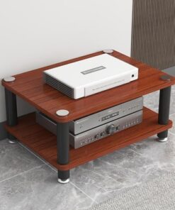Support pour Tourne-Disque HiFi 4 Niveaux, 3 Niveaux, 2 Niveaux, Meuble d'angle pour Bureau, Salon, Salon de thé, étagère de Rangement Audio et vidéo avec Patins antidérapants (Marron, 2 niv