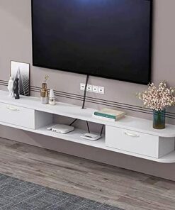 Meuble TV suspendu, support TV flottant, étagère TV murale, centre de divertissement, meuble TV flottant pour unité de rangement, console audio/vidéo, boîte à câbles, console multimédia (cou