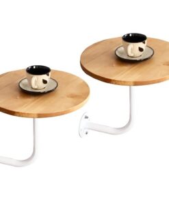 Table d'appoint Ronde en Bois avec Cadre en métal Robuste Table d'appoint Murale pour canapé pour Bar Snack Bar Assemblage Facile