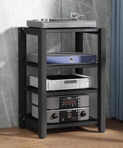 Support HiFi, étagère pour imprimante, étagère pour assiettes, tour de support audio à 4/5 niveaux, système de meubles HiFi, meuble phono avec étagère réglable, support de salon, station HiF