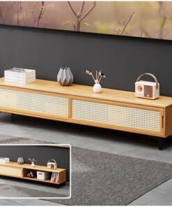 Meuble TV de Salon Grande capacité, Support TV avec Gestion des câbles, Meuble TV à Portes coulissantes, Console multimédia, pour Chambre à Coucher et Salon (Couleur : Marron, Taille : 120 c