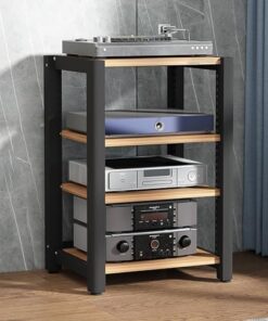 Support stéréo, étagère Audio, étagère de Jeu, Support pour Tourne-Disque, Support multimédia AV, étagère d'angle avec étagères en Bois, vitrine CD DVD pour projecteur, Lecteur DVD PS5, Cons