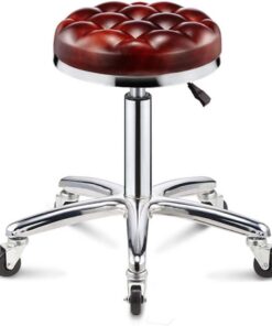 Bar Chair Tabouret de Bar en Acier chromé à Hauteur réglable, Coussin Rond de 13 Pouces, Tabouret Roulant de Salon, Chaise pivotante sur 5 Roues, tabourets de Salle de Classe Bar Stool