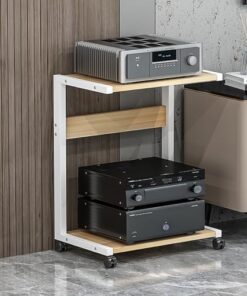 Vitrine, Support multimédia, Support Audio, Support de Console de Jeu, avec roulettes, étagère d'angle pour Support multimédia AV, avec étagères de Rangement, Tour de Support Audio stéréo, p