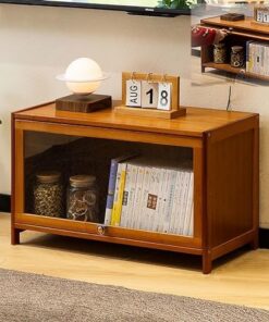 Générique Table TV en Bambou avec Porte Rabattable, Centre de Divertissement, Console multimédia, Meuble TV, Petits Supports TV pour Salon, Chambre, Bureau (Taille : 70 cm/27,5 Pouces)