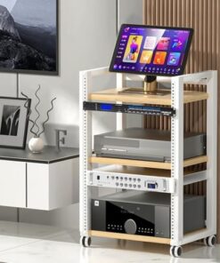 Meuble Rack Audio-vidéo 12U avec roulettes, Meuble Audio-vidéo pour Bureau et Maison, Meuble d'angle Mobile pour téléviseur (16U)