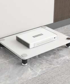 Support pour Tourne-Disque HiFi 4 Niveaux, 3 Niveaux, 2 Niveaux, Meuble stéréo d'angle pour Bureau/Salon/Salon de thé, étagère de Rangement Audio/vidéo avec Patins antidérapants (Blanc, 1 ni