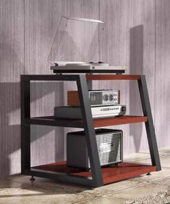 Support multimédia AV de 60 cm de haut - Support d'équipement audio vidéo commercial à domicile - Support multimédia audio avec pieds - Support de tour multimédia à 3 niveaux pour barre de s