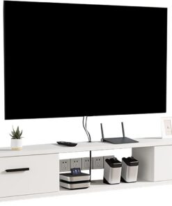 Meuble TV Flottant Étagère Murale Centre De Divertissement Meuble TV Flottant avec Porte Et Unité De Rangement Console Audio/vidéo Console Multimédia (Color : A, Size : 100x23x22cm)