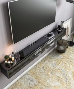 Centre de divertissement moderne avec meuble TV de rangement, meuble TV flottant moderne, meuble TV flottant moderne, meuble TV en verre dépoli en bois, meuble TV pour centre de divertisseme