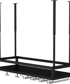 Casier à vin Rustique en Fer avec Hauteur réglable pour Suspendre Les Verres à vin à l'envers, étagère de décoration de Plafond pour Bars, Restaurants et Cuisines, Style Simple et Charme ENS