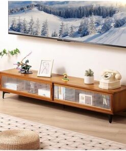 Meuble TV, Meuble de Rangement, Console multimédia, Meuble TV Moderne et Discret avec Rangement pour Salon (Marron, 160 cm)