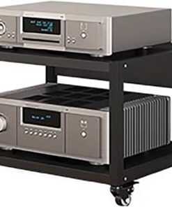 Rack pour équipements Audio et vidéo Haute fidélité, 2 à 5 Niveaux avec roulettes, adapté aux équipements Audio et vidéo, 35 cm de Hauteur, Robuste et Durable, idéal pour Les Home cinémas.
