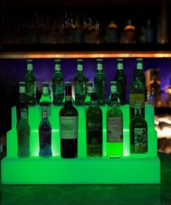 KLauer Étagère à liqueur à DEL à 3 niveaux – Affichage multicolore télécommandé pour bar, maison et événements – Durable et étanche – Présentoir créatif pour bouteilles de vin