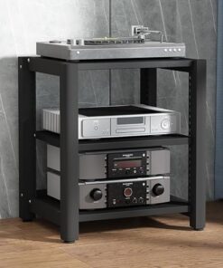 Support stéréo, étagère Audio, étagère de Jeu, Support pour Tourne-Disque, Support multimédia AV, étagère d'angle avec étagères en Bois, vitrine CD DVD pour projecteur, Lecteur DVD PS5, Cons