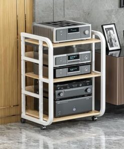 Générique Support multimédia AV, Meuble AV Mobile, Support de Tour Audio, Meuble de Rack de Composants stéréo réglable, étagère de Console d'équipement de Divertissement pour la Maison/Bureau/cinéma,