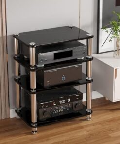 Support multimédia, étagère de Jeu, vitrine CD, Meuble AV Multifonctionnel et Moderne, étagère DVD, Meuble TV d'angle, étagère de projecteur, Facile à Assembler, pour Le Salon, Les Jeux, la